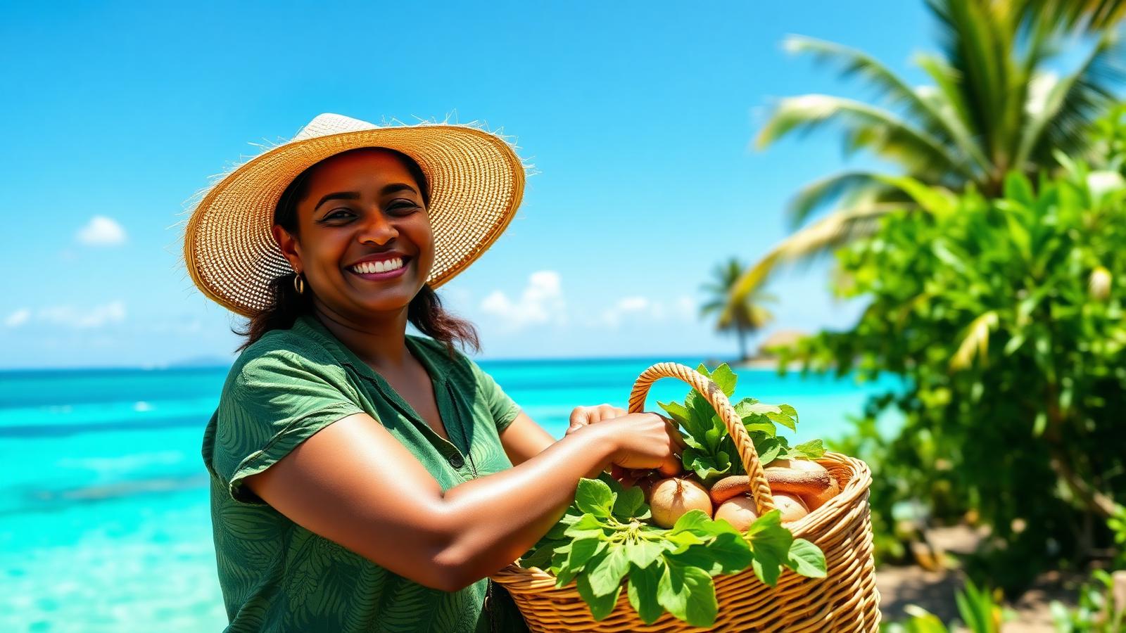 Local Samoan farmer with fresh produce